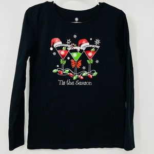 Festive Black Long Sleeve Tee